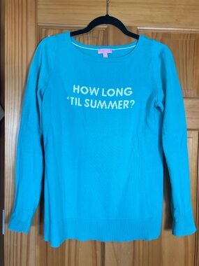 Turquoise Lilly Pulitzer  "How Long 'Til Summer?" Crewneck Sweater